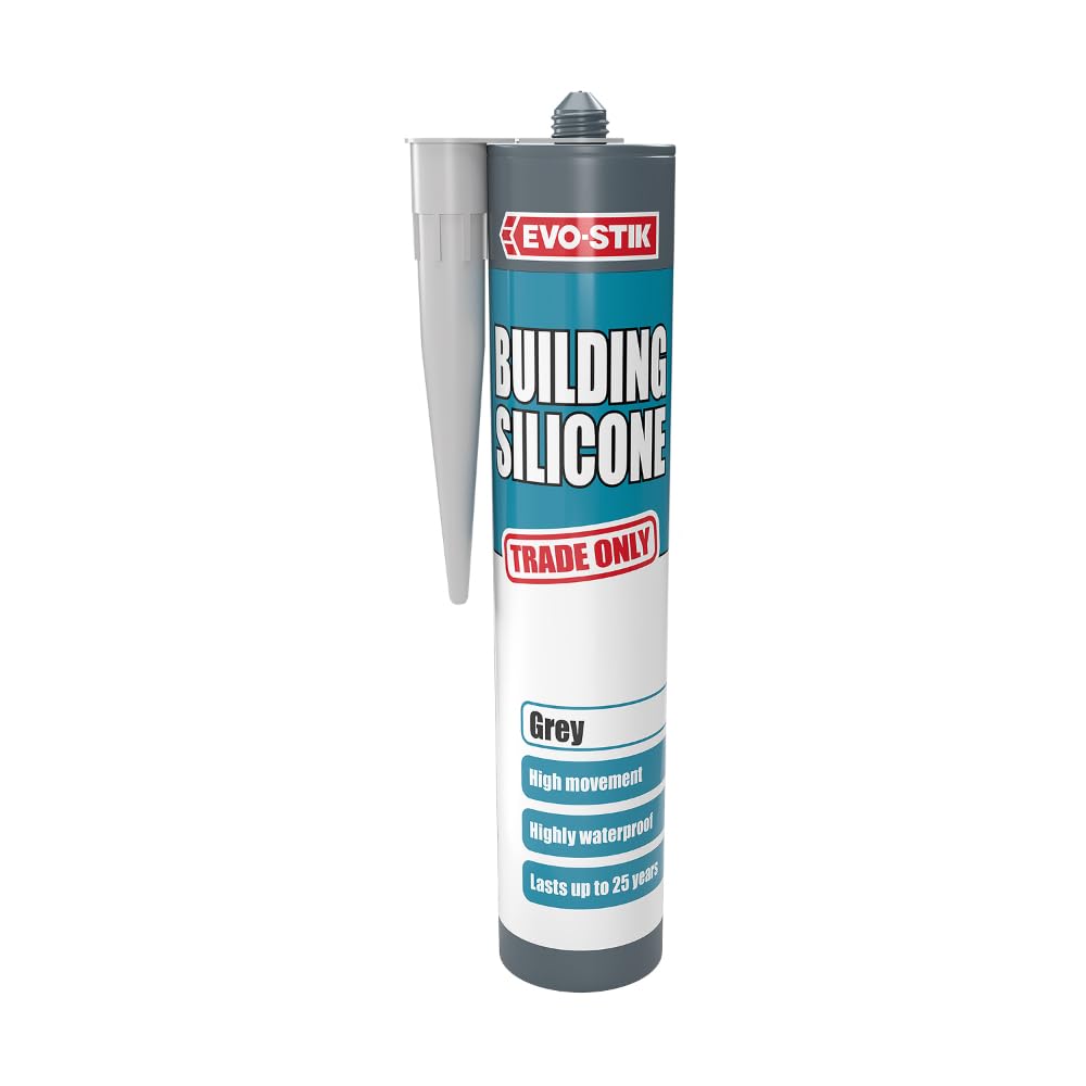EVO-STIK Building Silicone Sealant Grey - 290ml - Waterproof - High Movement Accommodation - Interior & Exterior Use - Lasts up to 25 Years