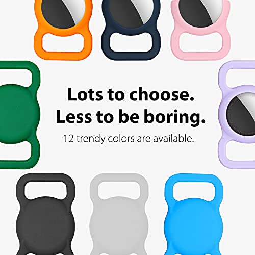 3-Pack Protective Case Compatible with Apple AirTag Dog Collar Holder, Anti-Lost Silicone AirTag Pet Collar Cover with Screen Protectors - Black & Blue & White