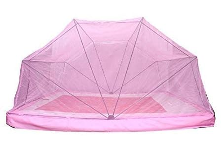 HAPPY365 Foldable Single Bed Mosquito Net (Pink, 2.5x6 ft)