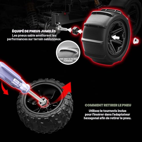 Womaqu Brushless Adult Remote Control Car 1:14, RC Car 4x4 68 km/h with Roll Cage and Reinforced Chassis, 2 LiPo 2S Batteries, Double Tyre Set, Radio Controlled Car Compatible 3S