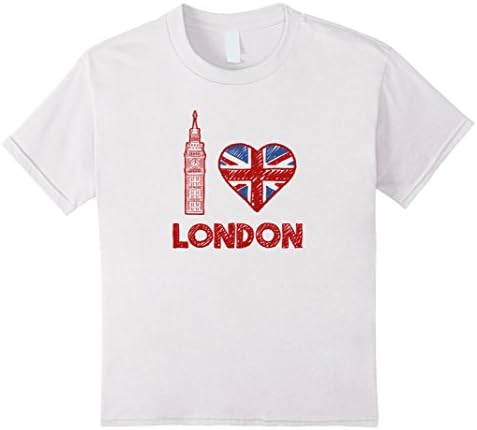 Kids I Love Heart London Big Ben British UK Flag Graphic T Shirt 12 White