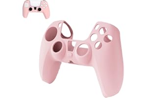 Peziang Pink PS5 Controller Skin, Ergonomic Soft Anti-Slip Ultra-Thin Silicone Protective Cover Gamepad Case for Playstation 