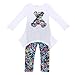 Molil Kids Girls Long Sleeve Irregular Hem Floral Shirt Pants Outfits Set White Large