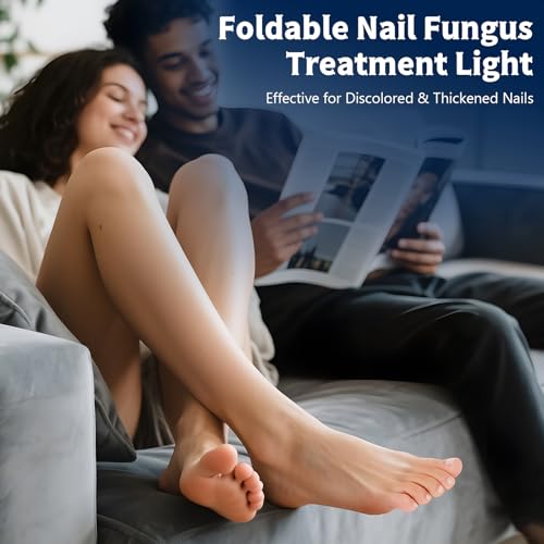 Fungal Nail Treatment Device for Toenails & Fingernails, LED Light Therapy for Discolored & Thick Nails, Adjustable Timer, Multi-Nail Design, Easy Home Use-Pure White
