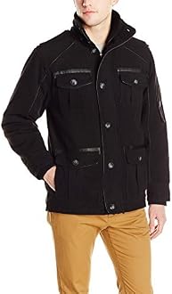 Sportier Men's Wool Quilted Coat, Black 