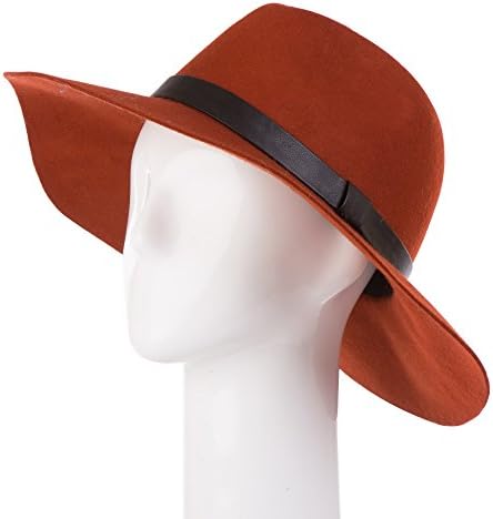 eUty Vintage Women Ladies Wide Brim Orange Floppy Warm Wool Blend Felt Sun Hat Apparel