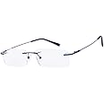 Agstum Blue Light Blocking Glasses - Flexible Rimless Titanium Alloy Eyeglasses Frames Clear Lens