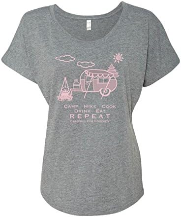 Camping For Foodies Retro RV Trailer Women's Tri-Blend Soft Short Sleeve T-Shirt, Gray, M