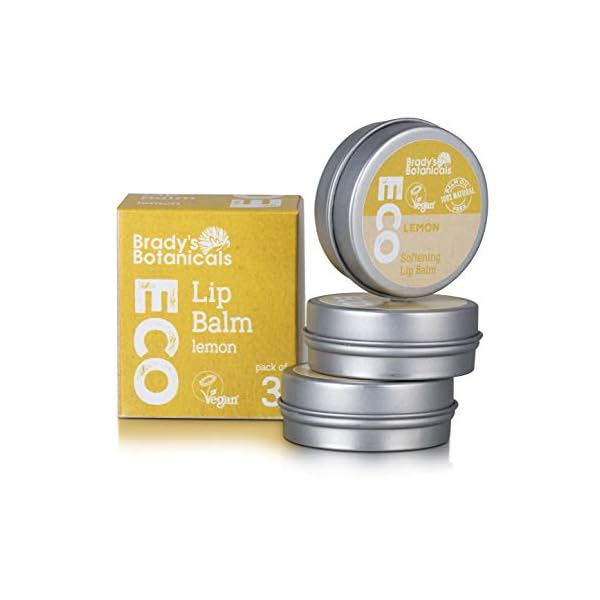 Lemon flavour 100% natural, vegan lip balm. Set of 3 lip Cream. Gift set for men and women. Coconut oil & Candelilla wax…