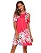 Baguet Women Summer Cold Shoulder Short Sleeve Floral Print Stretchy Shift Dress