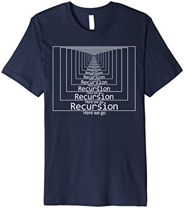 Mens Nerdy Fun recursion T-Shirt for programmers Nerd programming Medium Navy