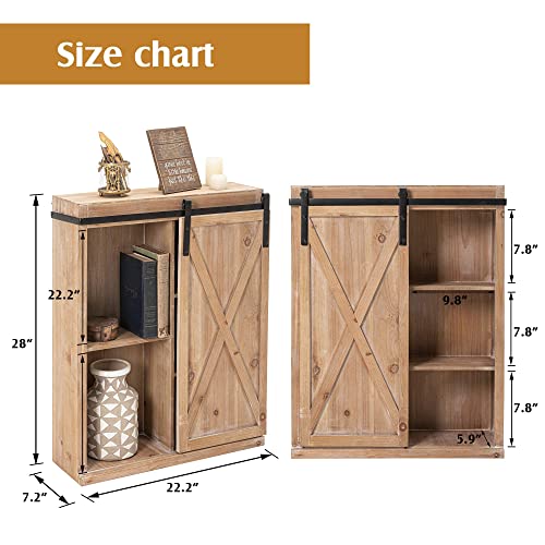 Hawoo Farmhouse Bathroom Wall Storage with Sliding Barn Door
