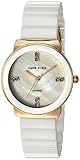 Anne Klein Women's AK/2714WTGB Diamond-Accented Gold-Tone and White Ceramic Bracelet Watch