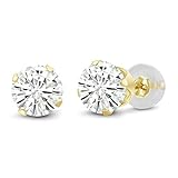 14K Yellow Gold Stud Earrings Forever Classic Round 2.00ct (DEW) Created Moissanite by Charles & Colvard