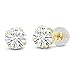 14K Yellow Gold Stud Earrings Round Forever Classic 2.00ct (DEW) Created Moissanite by Charles & Colvard