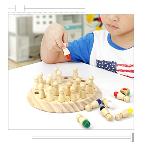 New Upgraded Wooden Memory Match Stick Chess Game Toy for Kids- Fun Checker Board Family Game Educational Color Cognitive Ability Chess Game Xmas Present for Parent-Child Interaction Early Education