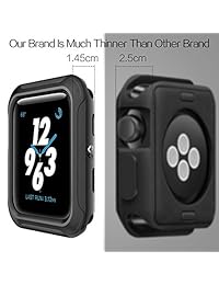 V85 - Funda para Apple Watch de 1.496 in, a prueba de golpes y resistente a las roturas, compatible con Apple Watch Series 3, Series 2, Series 1, Nike+, Sport, Edition, color negro, 38 mm