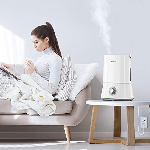 Homech Cool Mist Humidifier, Quiet Ultrasonic Humidifier for Bedroom Home Baby 12-60 Hours, Easy to Clean, 360° Nozzle, Waterless Auto Shut-Off (4L/1.06 Gallon US 110V)