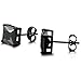 Jstyle Stainless Steel Black Stud Earrings for Men Women 20G Cubic Zirconia Black Earrings Studs for Sensitive Ears Hypoallergenic CZ Surgical Steel Earrings Pierced 7mm