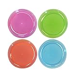Party Essentials Hard Plastic 6-Inch Round Party/Dessert Plates, Assorted Neon, 40-Count (Toy)