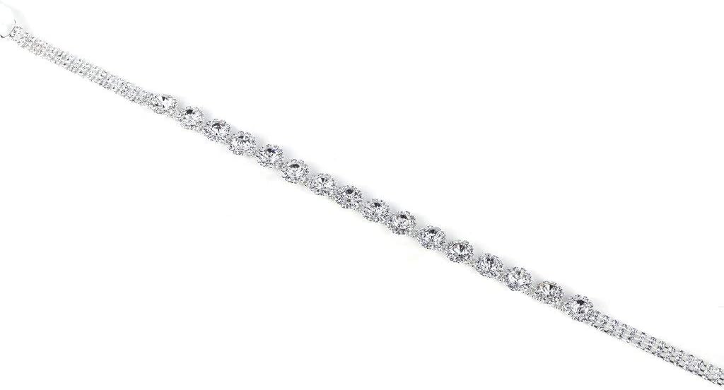 Lux Bridal Pave Stone Ribbon Tie Wedding Dress Belt