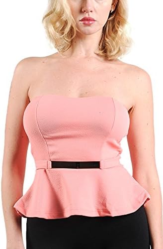Juniors Teens Strapless Tube Top Stretchy Metallic Bling Belted Gold Blush Size XL