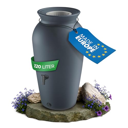 YourCasa Regentonne 120-230 Liter [DropCatcher] mit Filterkorb & Wasserhahn - Regenfass Frostsicher Kunststoff - Regenwassertonne - Regenwassertank Ga