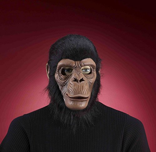 Chimpanzee Chimp Full Over the Head Latex Mask with Fur Monkey Mask Adult Size