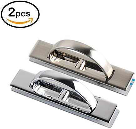 Wheelsp 2 Pcs Edge Pulls Chrome,Door Edge Pull,Pocket Bolt,Furniture Hidden Flush Pull Cover Floor Cabinet Brush Handle Door Edge Pull (Zinc Alloy)