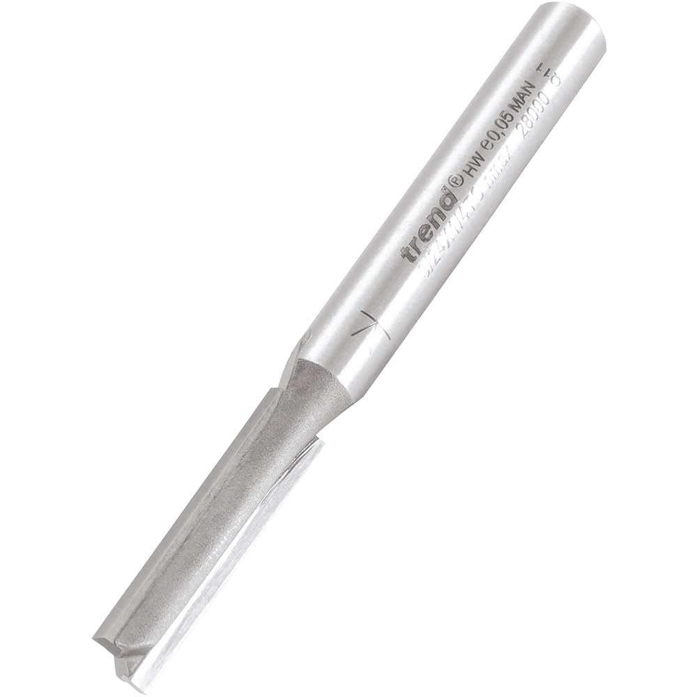 Trend Professional Straight Two Flute Router Cutter, 1/4 Inch Shank, 6mm Cut Diameter, 25mm Cut Length, Tungsten Carbide Tipped, 3/24X1/4TC