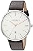 Akribos XXIV Men's Silver-Tone Case with Rose-Tone Accented Textured White Dial on Brown Genuine Leather Strap Watch AK935SSRG