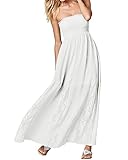 ACHIOOWA Women's Strapless Off Shoulder Ruffles Crochet Loose Beach Casual Party Maxi Cami Long Dress