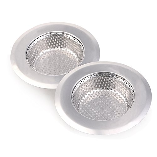 2-Pack Stainless Steel Kitchen Sink Strainer, iBetterLife Mesh Basket Stopper for Garbage Disposal, with Small Holes and Large Wide Rim 4.5" Diameter - Perfectly over Your Kitchen/Bathroom Sink Drain