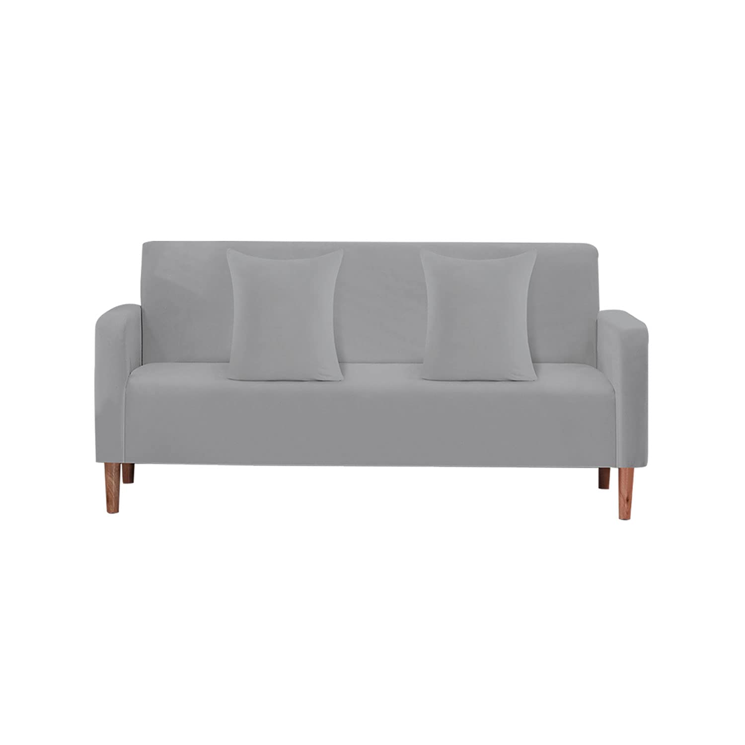 WedDecor Thick Velvet Sofa Cover 2 Seater Crushed Couch Slipcover, Super Stretch, Non-Slip Soft Plush Sofa Furniture Protector for Living Room, Machine Washable, Silver Grey, (145 x 185cm)