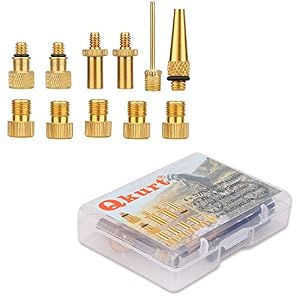 QKURT 10pcs Bicycle Adapter, Inflation Adapter Set Pump Adapter Valve Adapter Schrader Valve Presta Valve, Woods Valve…