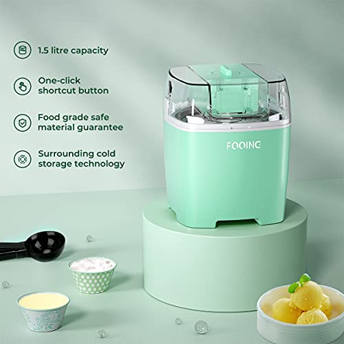 FOOING Ice Cream Makers Countertop, Homemade Ice Cream Machine, 1.5