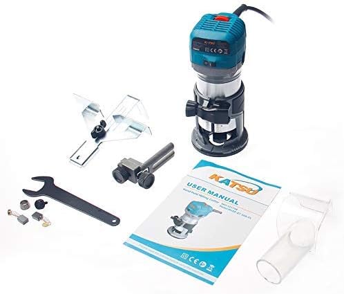 KATSU Compact Electric Palm Router 710W, Variable Speed Wood Trimmer with 1/4” & 3/8” Collets for Wood MDF and Laminate, 220-240V - Image 4