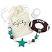 Football Baby Teething Toys with Pacifier Clip Teether, Baby Gift Set (Turquoise, Gray)