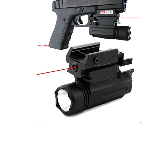 2 In 1 Tactical Pistol Red Dot Laser Sight + 180 Lumen Cree LED Flashlight Combo Hunting Accessories for Pistol Guns 1911 M9 Glock 17,19,20,21,22,23,30,31,32 (Combo)