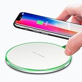 Lamyik Fast Wireless Charger Standard Qi-Certified Ultra Slim Wireless Charging Pad for iPhone X, iPhone 8, Galaxy S8 and All Qi-Enabled Devices (White)