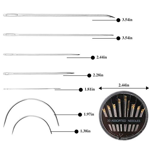 Leather Needle Sewing Kit with Storage Box, Sewing Awl, Leather Sewing Needles, 54 Yard Leather