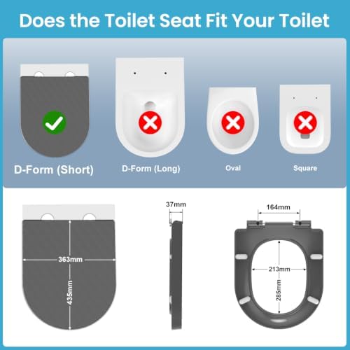Sedile WC Forma D in PP, Motivo A Scacchi Effetto Pelle, Grigio