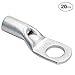 ELECFUN 20pcs 8AWG 1/4'' Stud T Heavy Duty Cable Lugs with Spy Hole Battery Cable Tinned Copper Ring Terminal Connectors