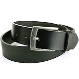 Alpine Swiss Men's Casual Jean Belt 35MM Genuine Leather Silver Buckle Black 42