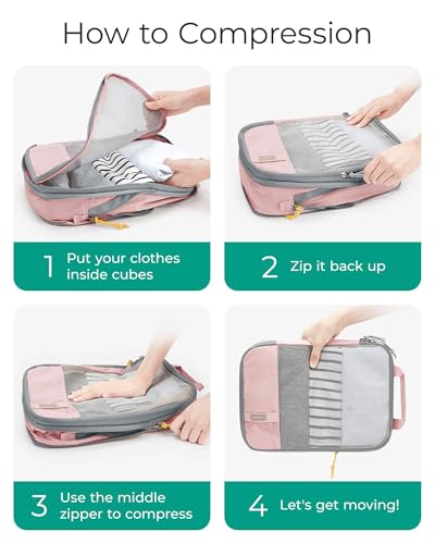 BAGSMART Clothes Bags Set of 6 Packing Bags Compression Packing Cube Set with Laundry Bag for Backpack, Travel Organiser, Suitcase Organiser for Travel