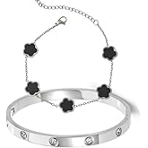 OSIRIDEH2 18K Gold Plated Clover Bracelets For Women, Four Leaf Clover Bracelet Lucky Birthday gift bracelet Jewelry Gifts Jewelry Gifts Trendy