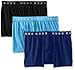 Hugo Boss Men's 3-Pack Cotton Trunk , Light Royal Blue/Black, Medium
