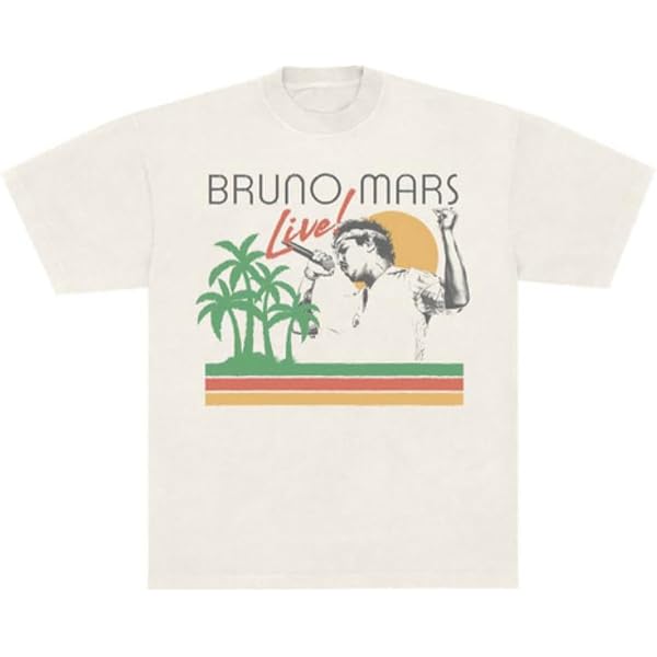 Bruno Mars Unisex-Adult Bruno Mars Official Merch Guitar T-Shirt