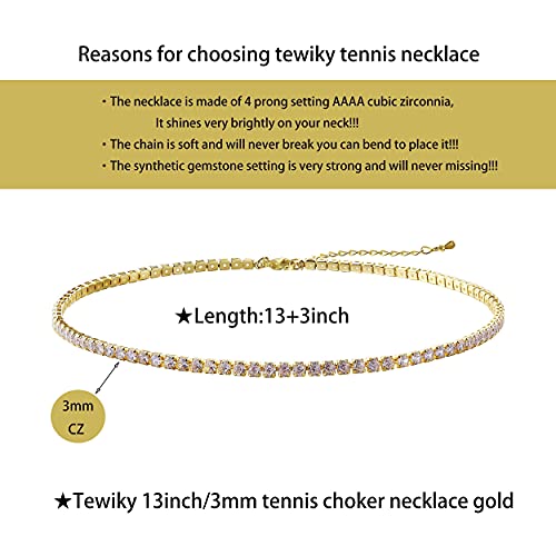 Tewiky Gold Choker Necklaces for Women, Dainty Gold Necklace 14k Gold