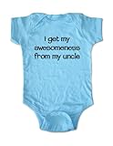 i get my awesomeness from my uncle - funny baby clothing bodysuit (Newborn, Light Blue)